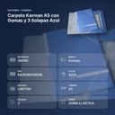 CARPETA KARMAN A5 CON GOMAS Y 3 SOLAPAS AZUL - resumen de atributos