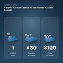 CARPETA KARMAN CLÁSICA A5 CON GOMAS AZUL SIN SOLAPAS - formato de venta: paquete de 30, caja de 120
