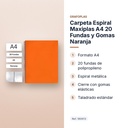 CARPETA ESPIRAL MAXIPLAS A4 20 FUNDAS Y GOMAS NARANJA - características principales