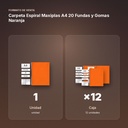 CARPETA ESPIRAL MAXIPLAS A4 20 FUNDAS Y GOMAS NARANJA - formato de venta: caja de 12