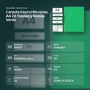 CARPETA ESPIRAL MAXIPLAS A4 20 FUNDAS Y GOMAS VERDE - resumen de atributos