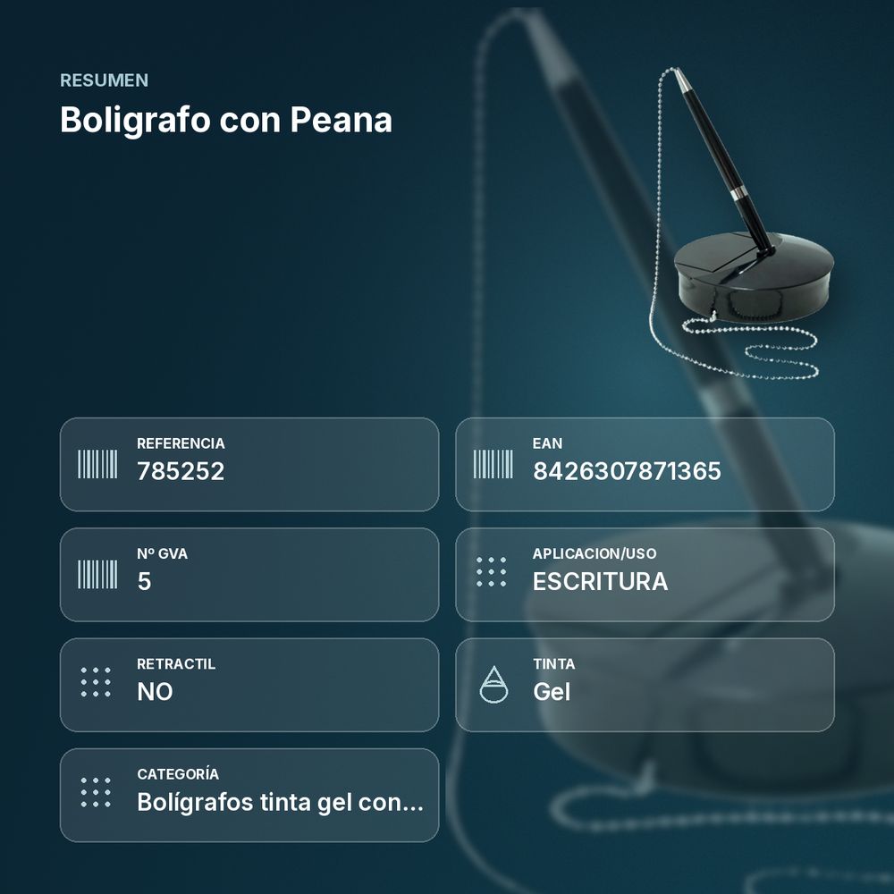 BOLIGRAFO CON PEANA - resumen de atributos