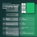 CARPETA ESPIRAL MAXIPLAS A4 30 FUNDAS Y GOMAS VERDE - resumen de atributos