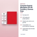 CARPETA ESPIRAL MAXIPLAS A4 40 FUNDAS Y GOMAS ROJO - características principales