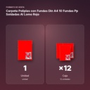 CARPETA POLIPLAS CON FUNDAS DIN A4 10 FUNDAS PP SOLDADAS AL LOMO ROJO - formato de venta: caja de 12
