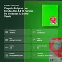 CARPETA POLIPLAS CON FUNDAS DIN A4 10 FUNDAS PP SOLDADAS AL LOMO VERDE - resumen de atributos
