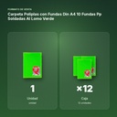 CARPETA POLIPLAS CON FUNDAS DIN A4 10 FUNDAS PP SOLDADAS AL LOMO VERDE - formato de venta: caja de 12