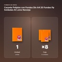 CARPETA POLIPLAS CON FUNDAS DIN A4 20 FUNDAS PP SOLDADAS AL LOMO NARANJA - formato de venta: caja de 8