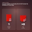 CARPETA POLIPLAS CON FUNDAS DIN A4 20 FUNDAS PP SOLDADAS AL LOMO ROJO - formato de venta: caja de 8