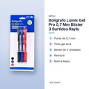 BOLÍGRAFO LUMIX GEL PRO 0,7 MM BLISTER 3 SURTIDOS RAYLU - características principales