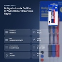 BOLÍGRAFO LUMIX GEL PRO 0,7 MM BLISTER 3 SURTIDOS RAYLU - resumen de atributos