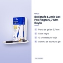 BOLÍGRAFO LUMIX GEL PRO NEGRO 0,7 MM RAYLU - características principales