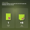 CARPETA POLIPLAS CON FUNDAS DIN A4 20 FUNDAS PP SOLDADAS AL LOMO VERDE - formato de venta: caja de 8