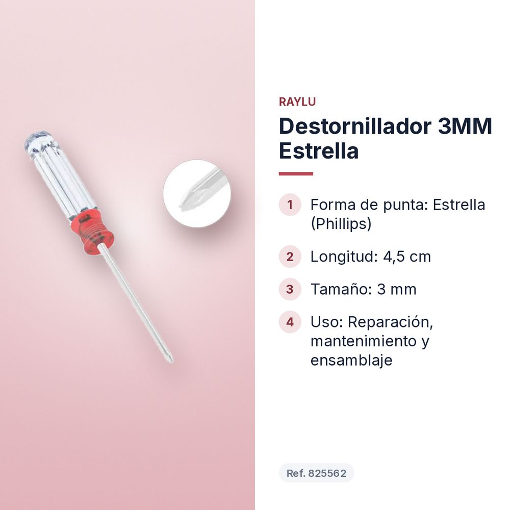 DESTORNILLADOR 3MM ESTRELLA - características principales