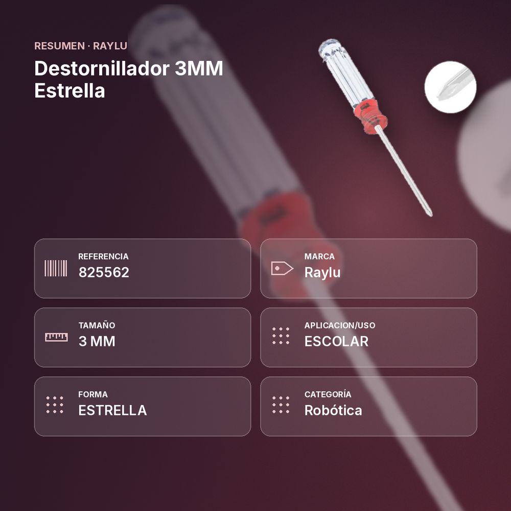 DESTORNILLADOR 3MM ESTRELLA - resumen de atributos