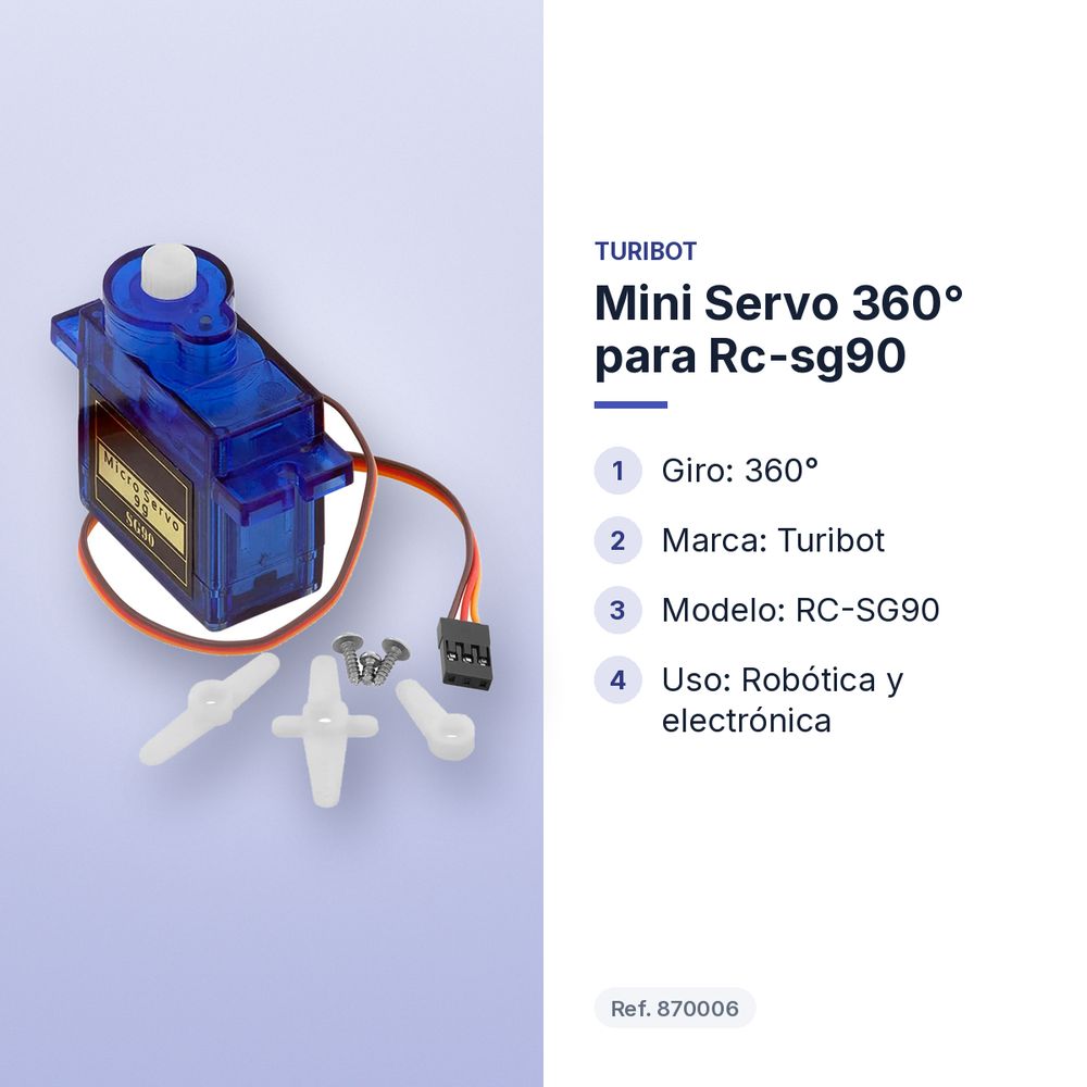 MINI SERVO 360° PARA RC-SG90  - características principales