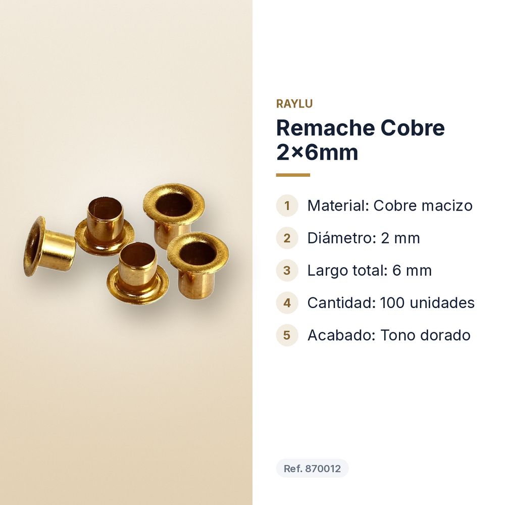 REMACHE COBRE 2×6MM  - características principales