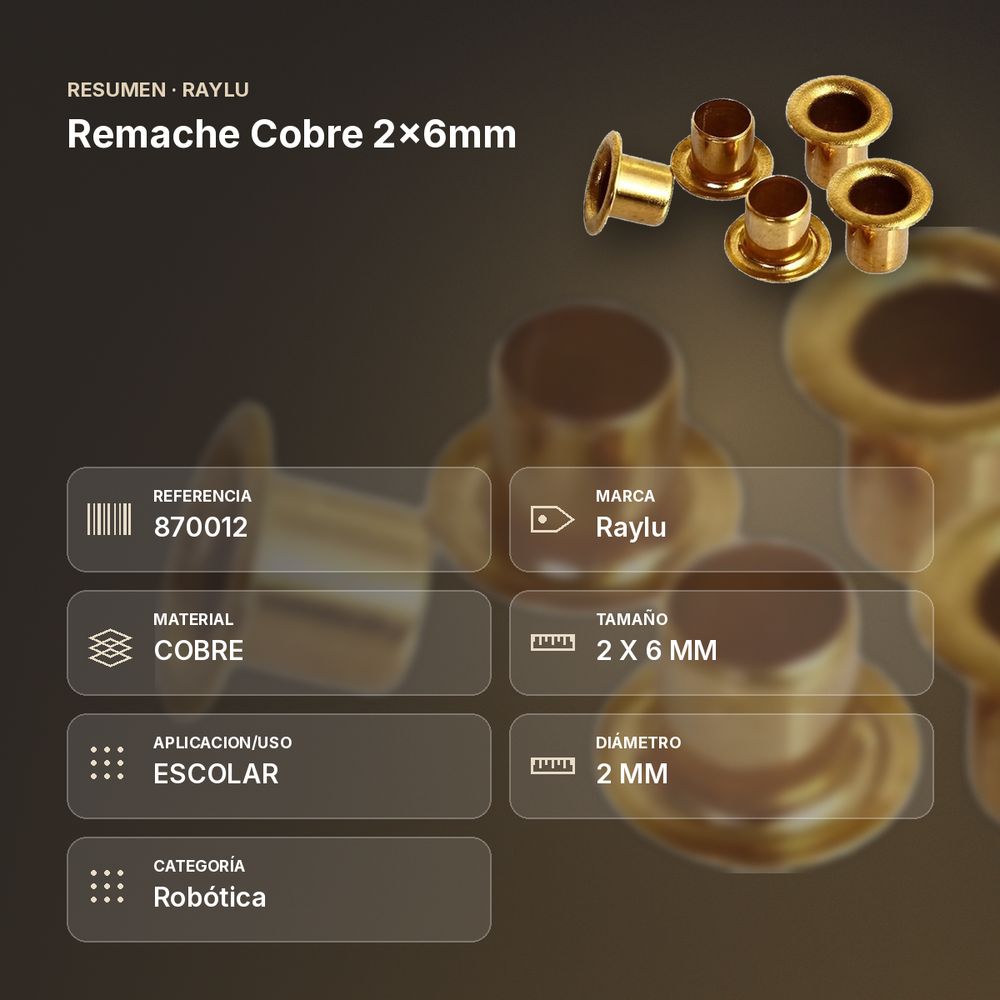 REMACHE COBRE 2×6MM  - resumen de atributos