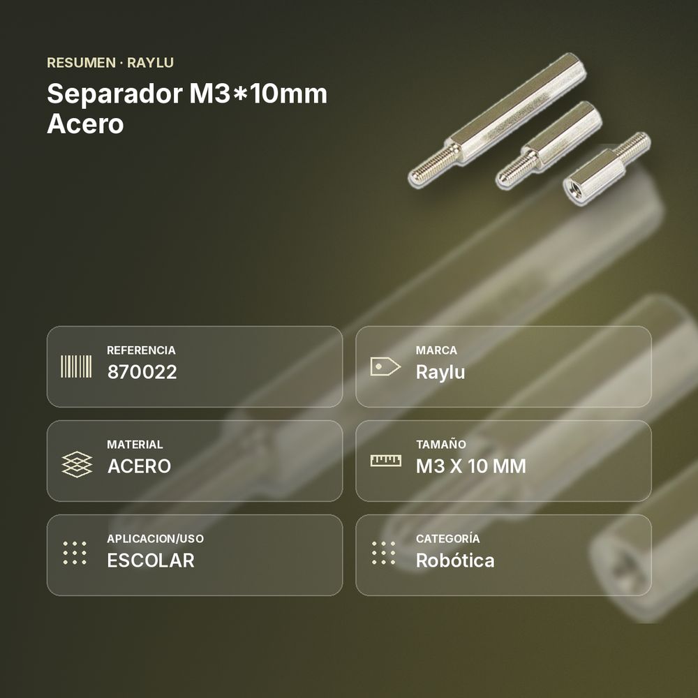 SEPARADOR M3*10MM ACERO - resumen de atributos