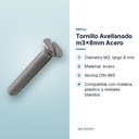 TORNILLO AVELLANADO M3X8MM ACERO - características principales