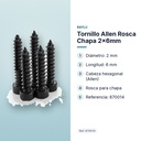 TORNILLO ALLEN ROSCA CHAPA 2X6MM - características principales
