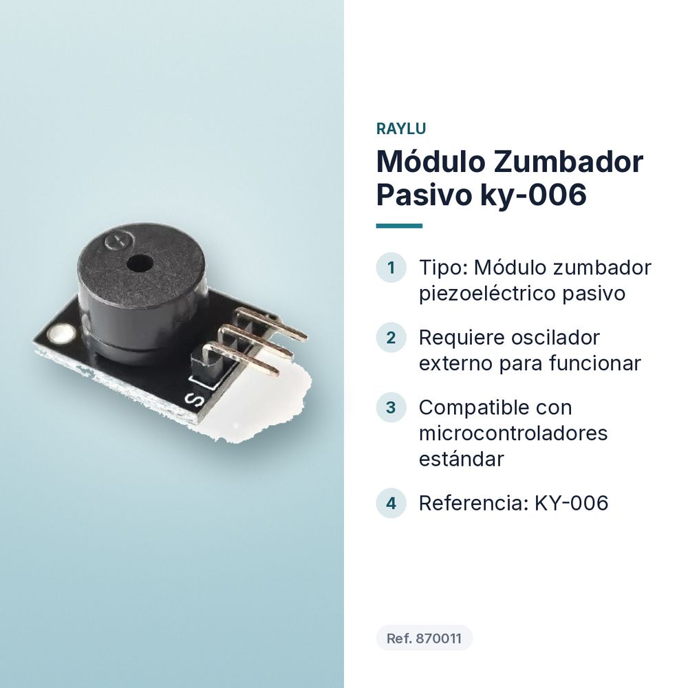 MÓDULO ZUMBADOR PASIVO KY-006 - características principales