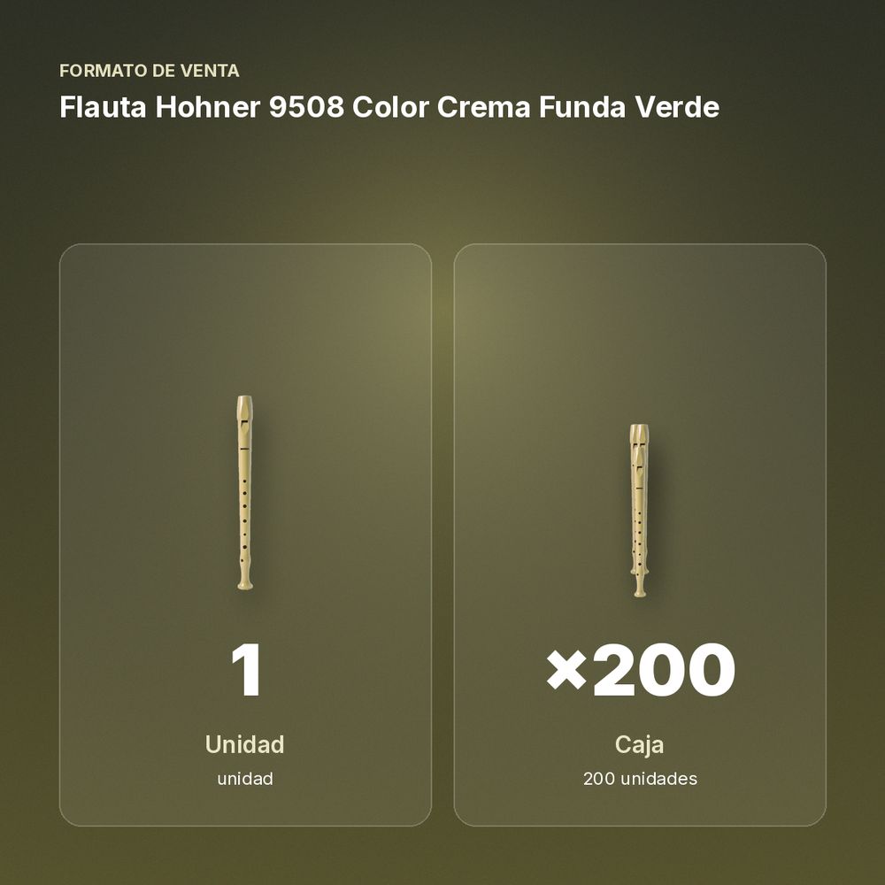 FLAUTA HOHNER 9508 COLOR CREMA FUNDA VERDE - formato de venta: caja de 200