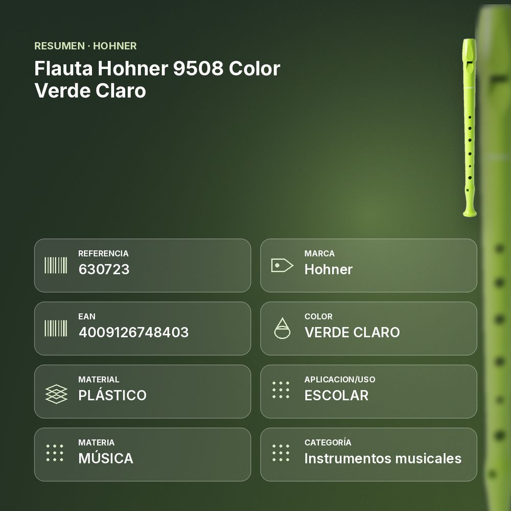 FLAUTA HOHNER 9508 COLOR VERDE CLARO - resumen de atributos