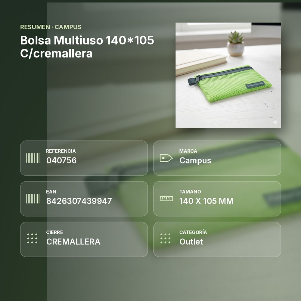 BOLSA MULTIUSO 140*105 C/CREMALLERA - resumen de atributos