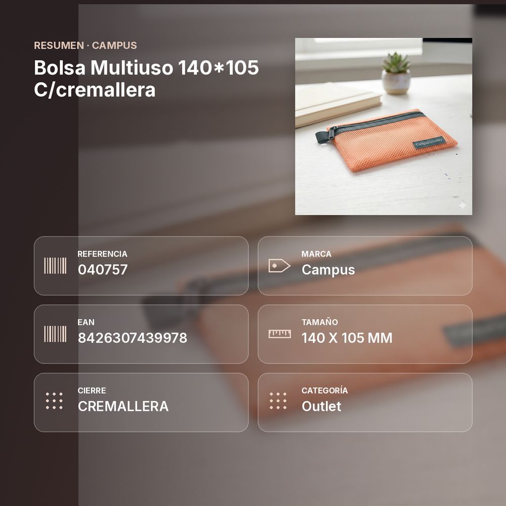 BOLSA MULTIUSO 140*105 C/CREMALLERA - resumen de atributos