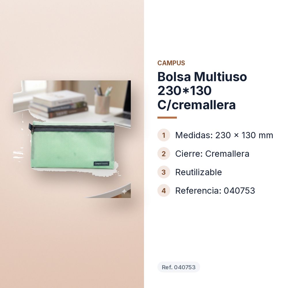 BOLSA MULTIUSO 230*130 C/CREMALLERA - características principales