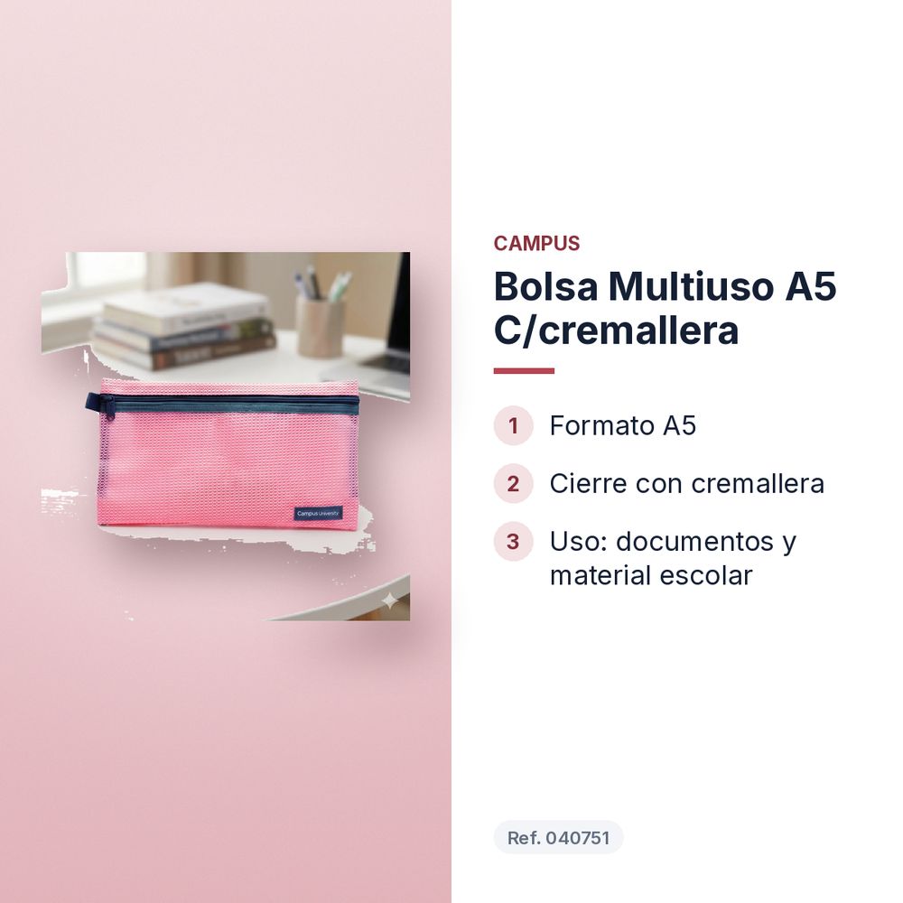 BOLSA MULTIUSO A5 C/CREMALLERA - características principales