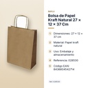 BOLSA DE PAPEL KRAFT NATURAL 27 × 12 × 37 CM - características principales