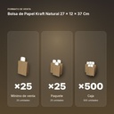 BOLSA DE PAPEL KRAFT NATURAL 27 × 12 × 37 CM - formato de venta: paquete de 25, caja de 500