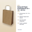 BOLSA DE PAPEL KRAFT NATURAL 32 × 14 × 40 CM - características principales