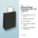 BOLSA DE PAPEL KRAFT NEGRO 25 × 10 × 32 CM - características principales