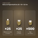 BOLSA DE PAPEL KRAFT ORO 25 × 10 × 32 CM - formato de venta: paquete de 25, caja de 500