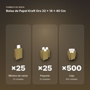 BOLSA DE PAPEL KRAFT ORO 32 × 14 × 40 CM - formato de venta: paquete de 25, caja de 500