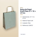 BOLSA DE PAPEL KRAFT PLATA 27 × 12 × 37 CM - características principales