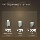 BOLSA DE PAPEL KRAFT PLATA 27 × 12 × 37 CM - formato de venta: paquete de 25, caja de 500