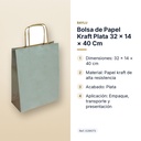BOLSA DE PAPEL KRAFT PLATA 32 × 14 × 40 CM - características principales