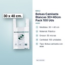 BOLSAS CAMISETA BLANCAS 30×40CM PACK 100 UDS - características principales