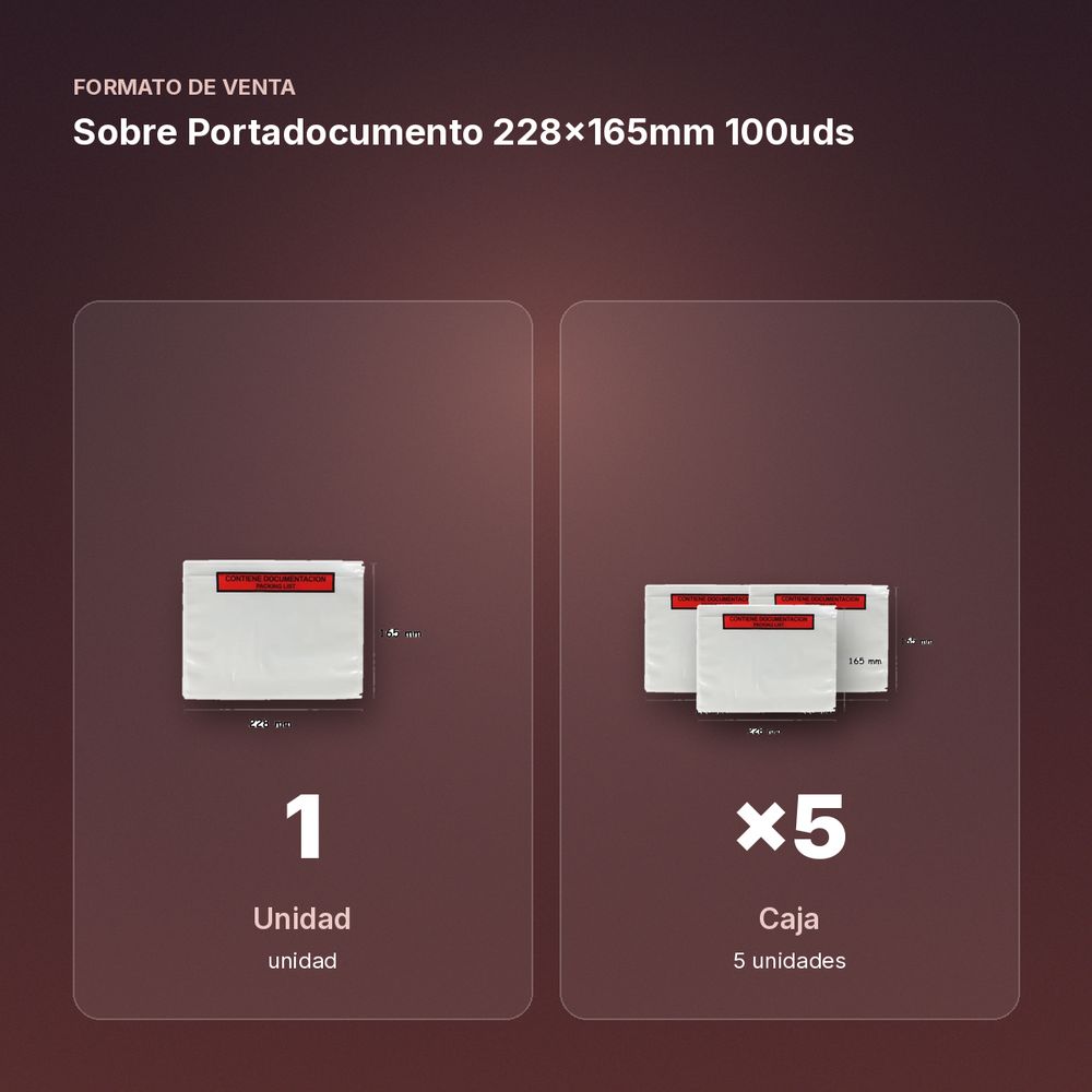 SOBRE PORTADOCUMENTO 228X165MM 100UDS - formato de venta: caja de 5