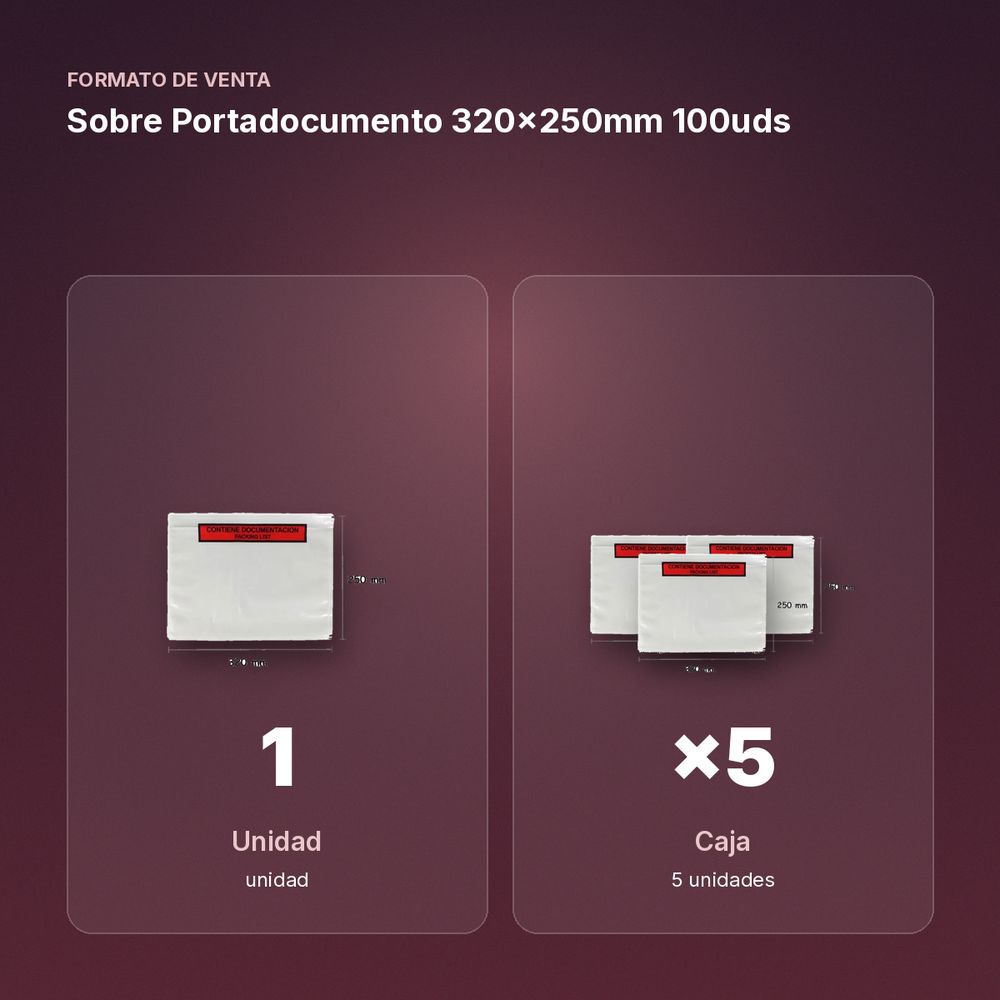 SOBRE PORTADOCUMENTO 320X250MM 100UDS - formato de venta: caja de 5