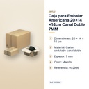 CAJA PARA EMBALAR AMERICANA 20×14 ×14CM CANAL DOBLE 7MM  - características principales