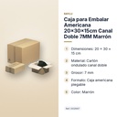 CAJA PARA EMBALAR AMERICANA 20×30×15CM CANAL DOBLE 7MM MARRÓN - características principales