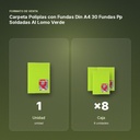 CARPETA POLIPLAS CON FUNDAS DIN A4 30 FUNDAS PP SOLDADAS AL LOMO VERDE - formato de venta: caja de 8