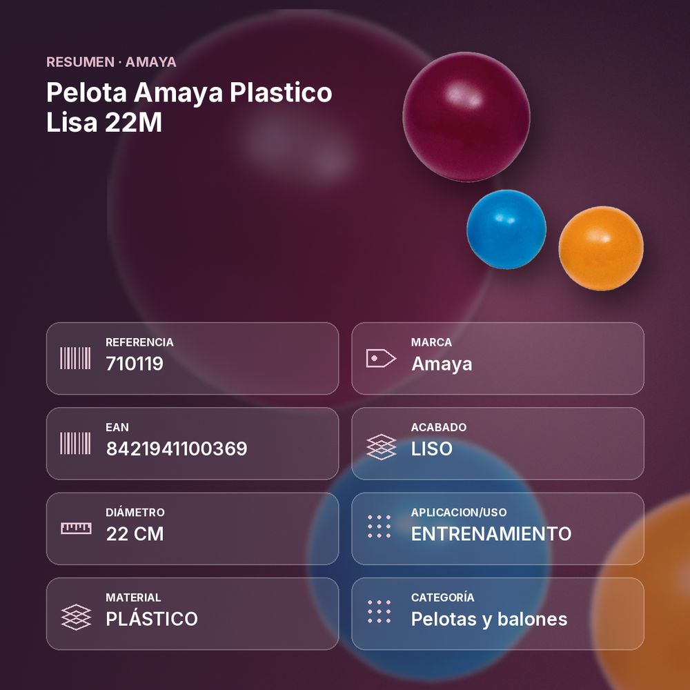 PELOTA AMAYA PLASTICO LISA 22M - resumen de atributos