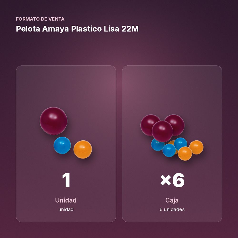 PELOTA AMAYA PLASTICO LISA 22M - formato de venta: caja de 6