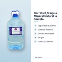 GARRAFA 6,5L AGUA MINERAL NATURAL LA SERRETA - características principales